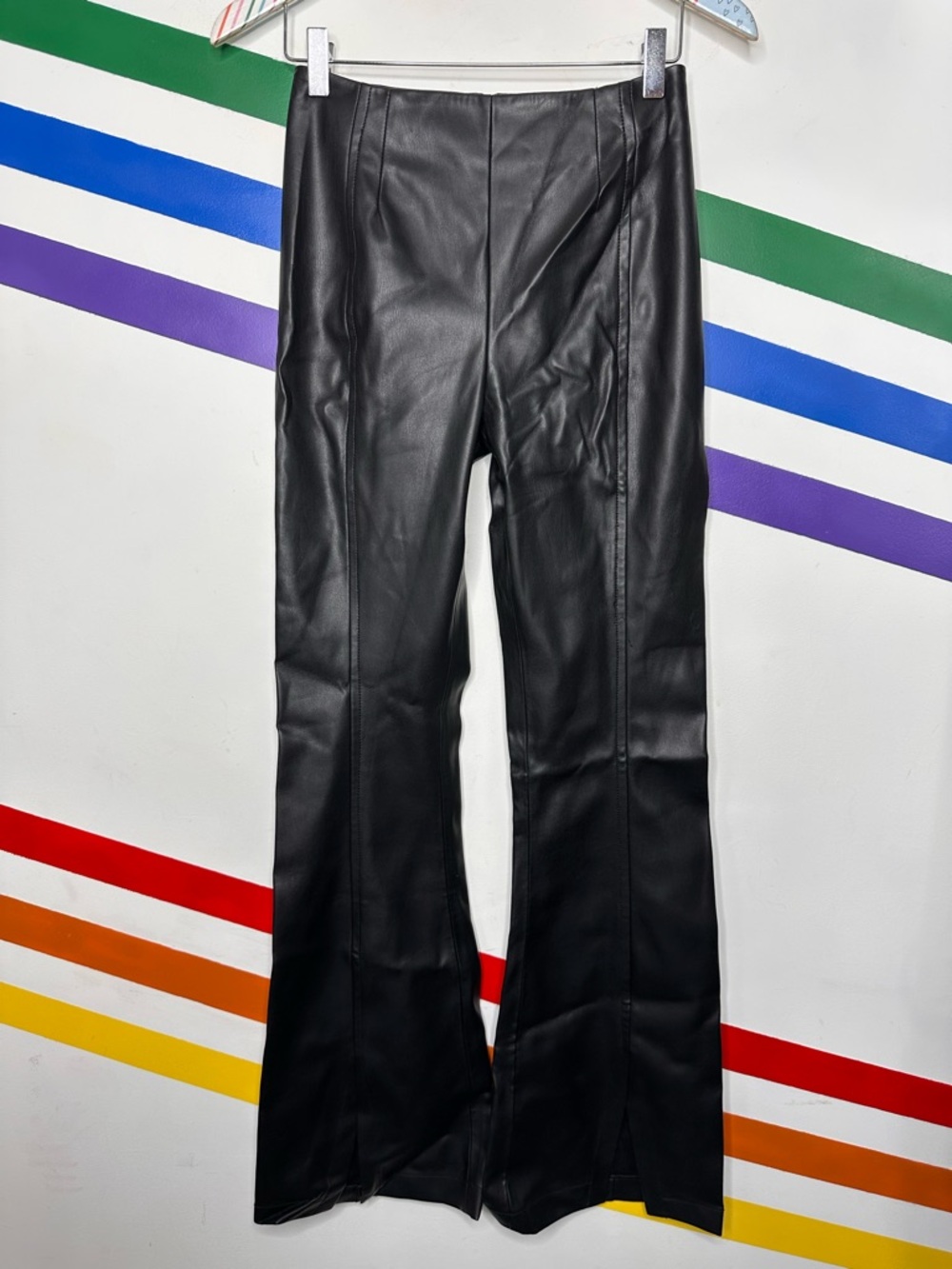 NEW We the Free faux leather flare slit pants size 26